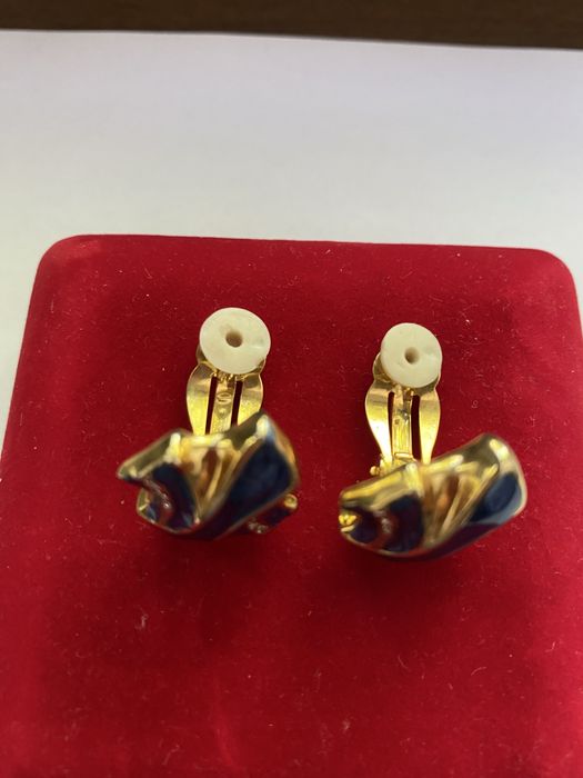 Cercei clipsuri vintage emailați din anii ‘80, Grecia clips cu cauciuc