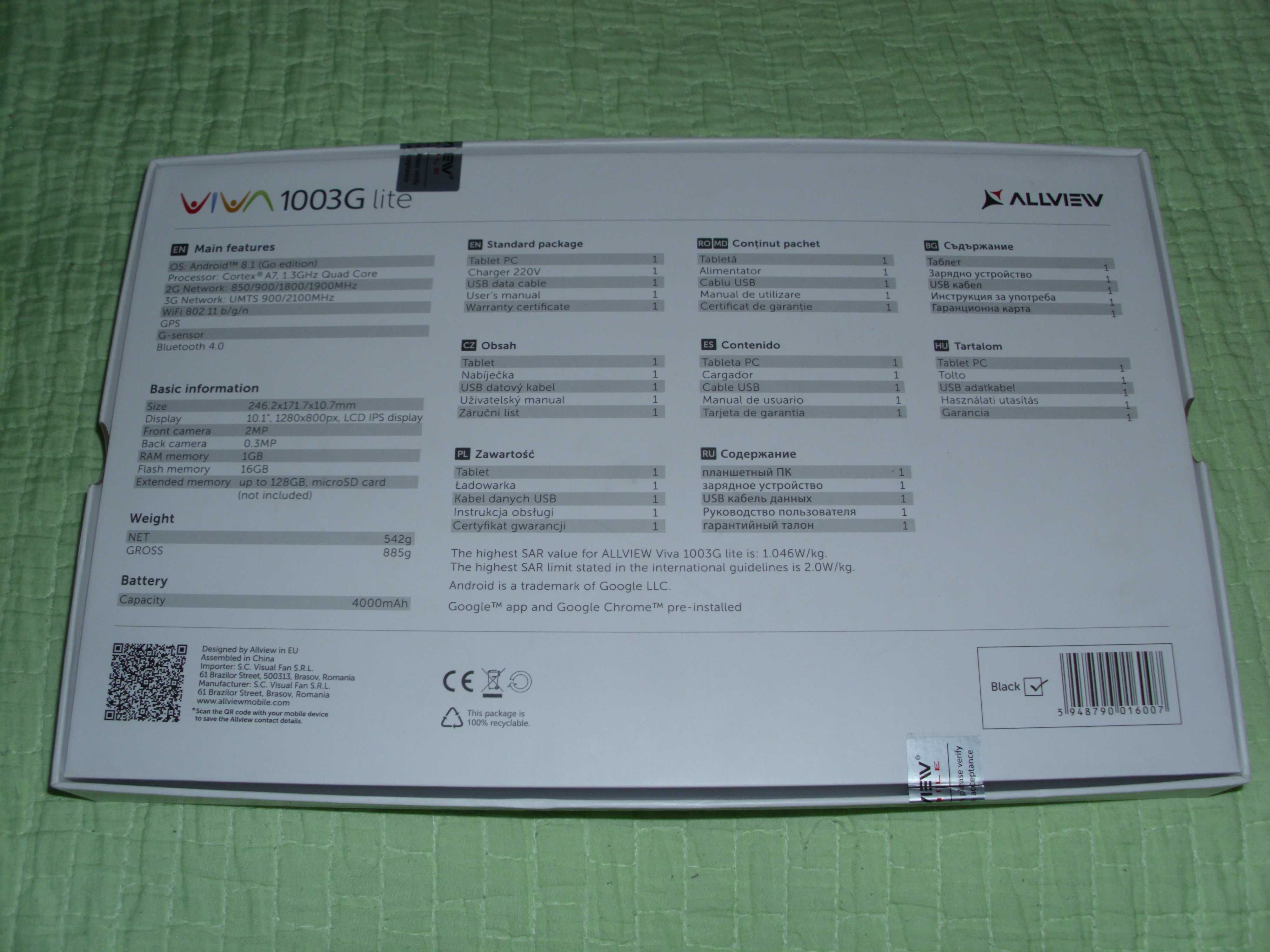 Tableta Allview Viva 1003G Lite, nefolosita