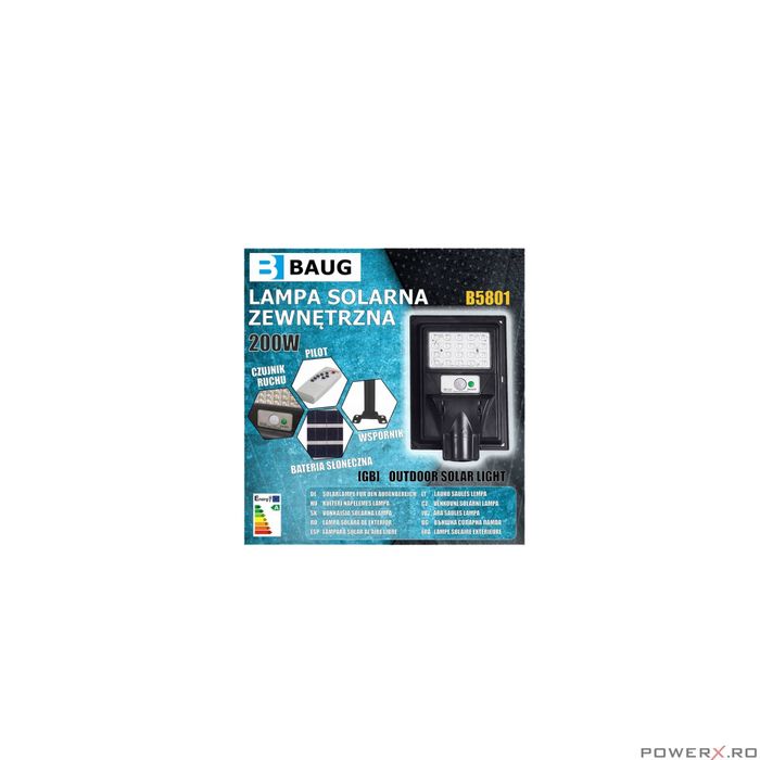 Lampa cu incarcare solara, pentru exterior, proiector 200 W 440 lm, cu