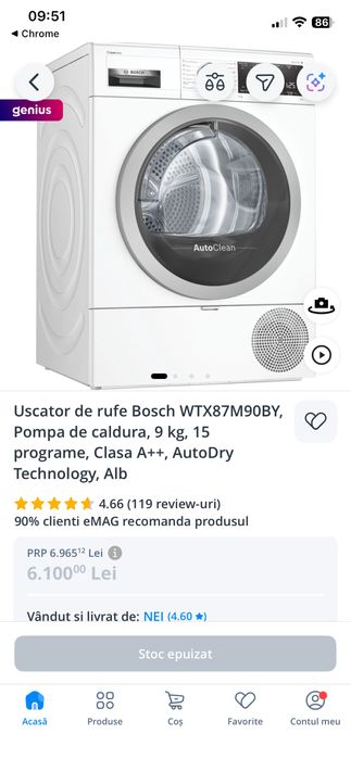 Uscator cu pompa de csldura bosch clasa energetica A ++