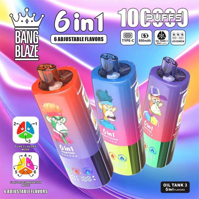 (Oferta 3 Vape-uri) Bang Blaze 100.000 puffs, 6 in 1.