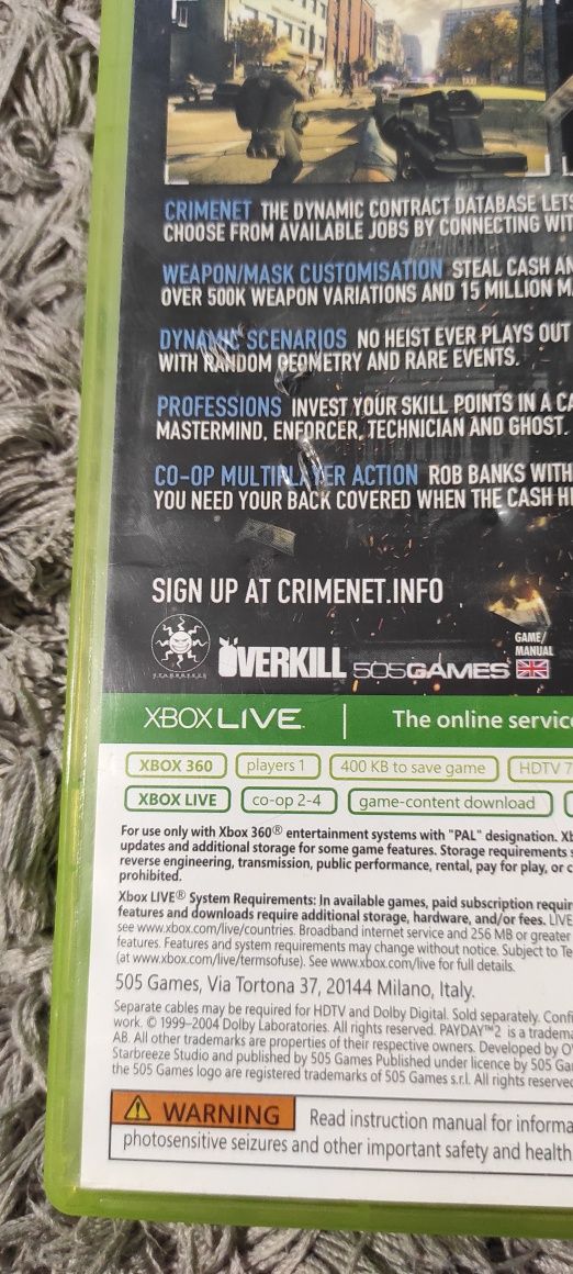 Transport curier 14 lei Joc/jocuri PayDay 2 Xbox360 plus multe alte jo