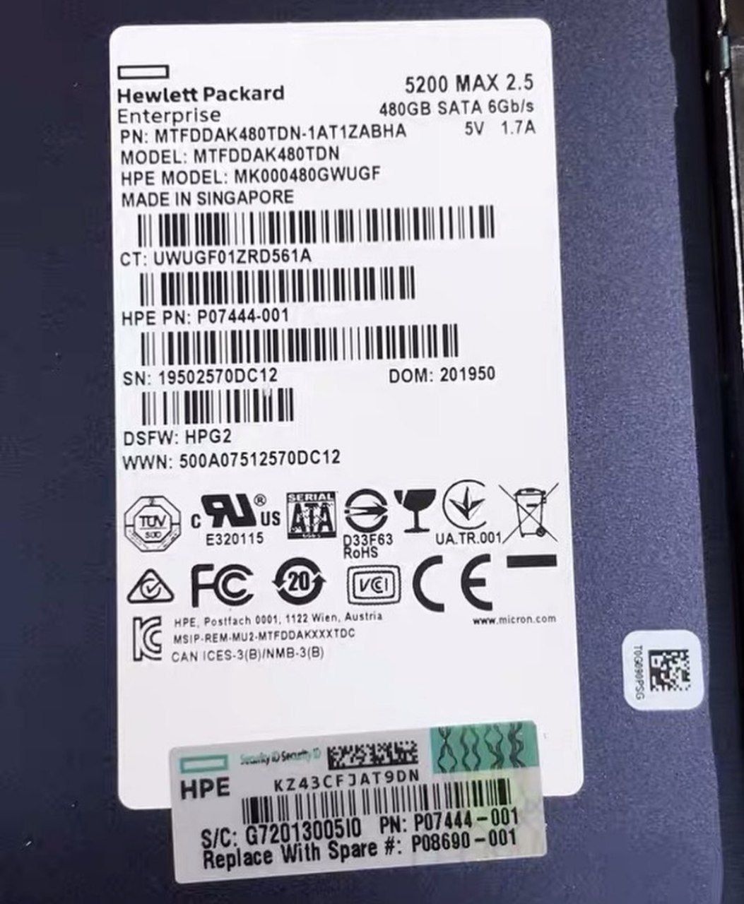 SSD Hpe 1.92 Tb sas 12G RI SFF 2.5