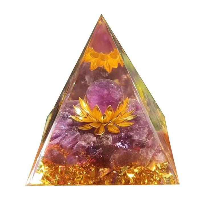 Piramida Orgone, Jormftte, cristal natural, reducere stres, 8x8x8cm