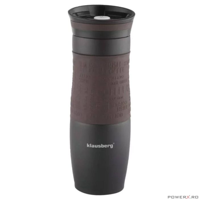 Cana termica din inox, negru, capacitate 500ml, Kinghoff