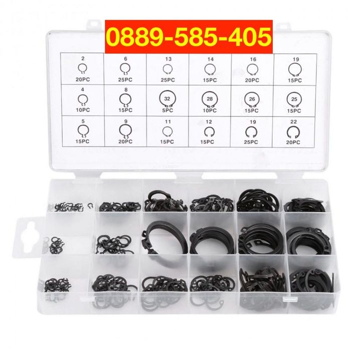 Комплект зегерки в кутия 300бр. осигурителна шайба шайби инструменти