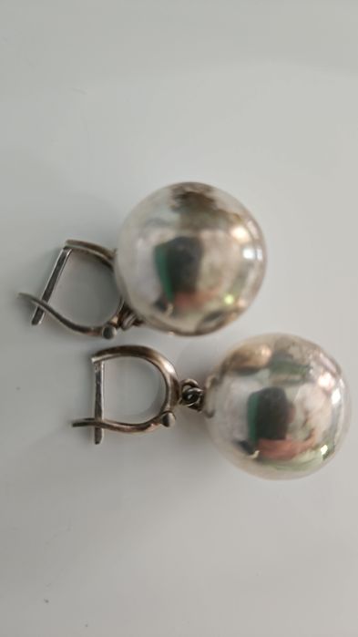 Серьги шарики из серебра