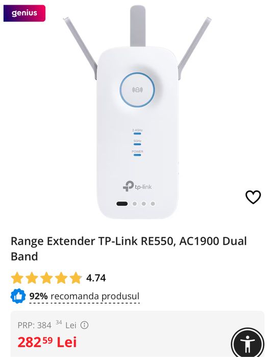 Range Extender TP-Link RE550, AC1900 Dual Band