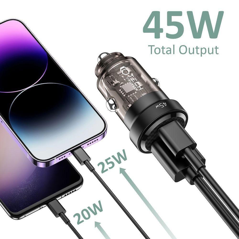 Зарядно за автомобил tech protect cc45w 2-port pd45w/qc3.0