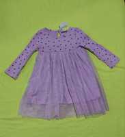 Детска памучна лилава рокля, 86 см, нова