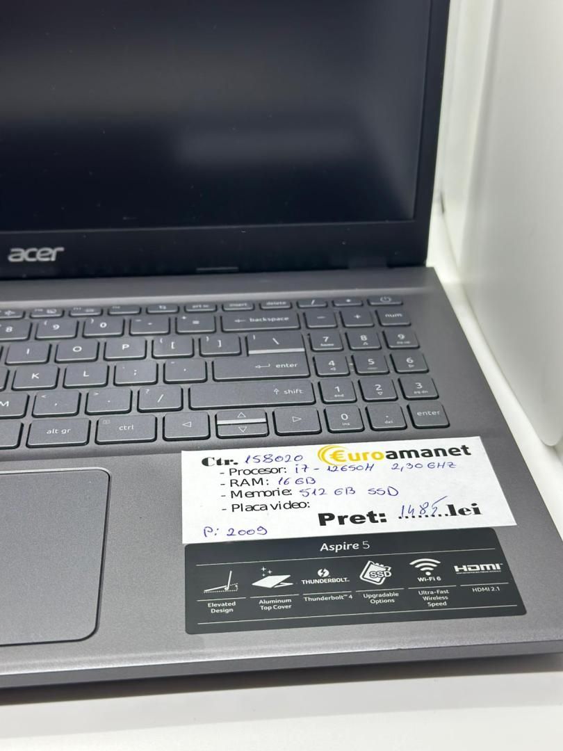 Laptop Acer Aspire 5, I7-12650H, 16GB RAM, 512GB SSD, 15.6" -A-