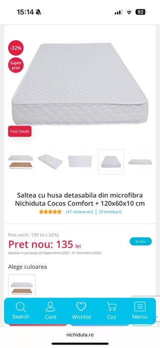 Saltea de cocos noua pentru patut