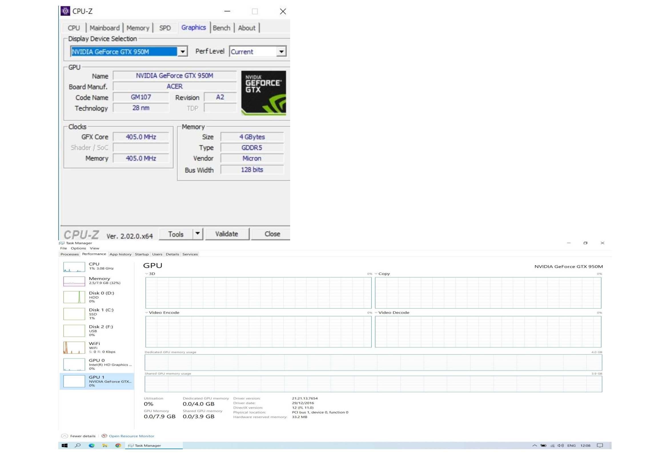 laptop gaming Acer Aspire i5 7200U, DDR4 8G, NVidia dedic. 4G, SSD&HDD