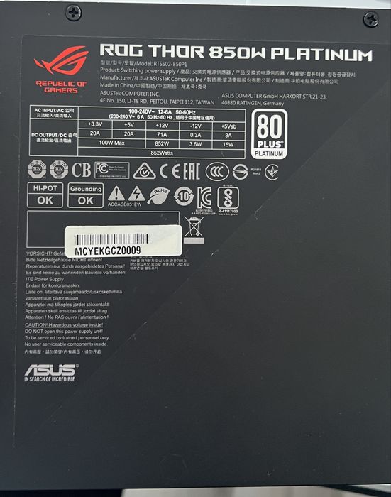 Sursa PC Asus Rog Thor 850w