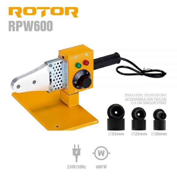 Поялник за полипропилен ROTOR RPW600, 600 W, 20-25-32 mm, 300 C
