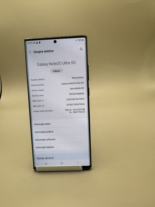 Samsung Galaxy Note 20 Ultra, memorie internă 256gb, stare foarte bună
