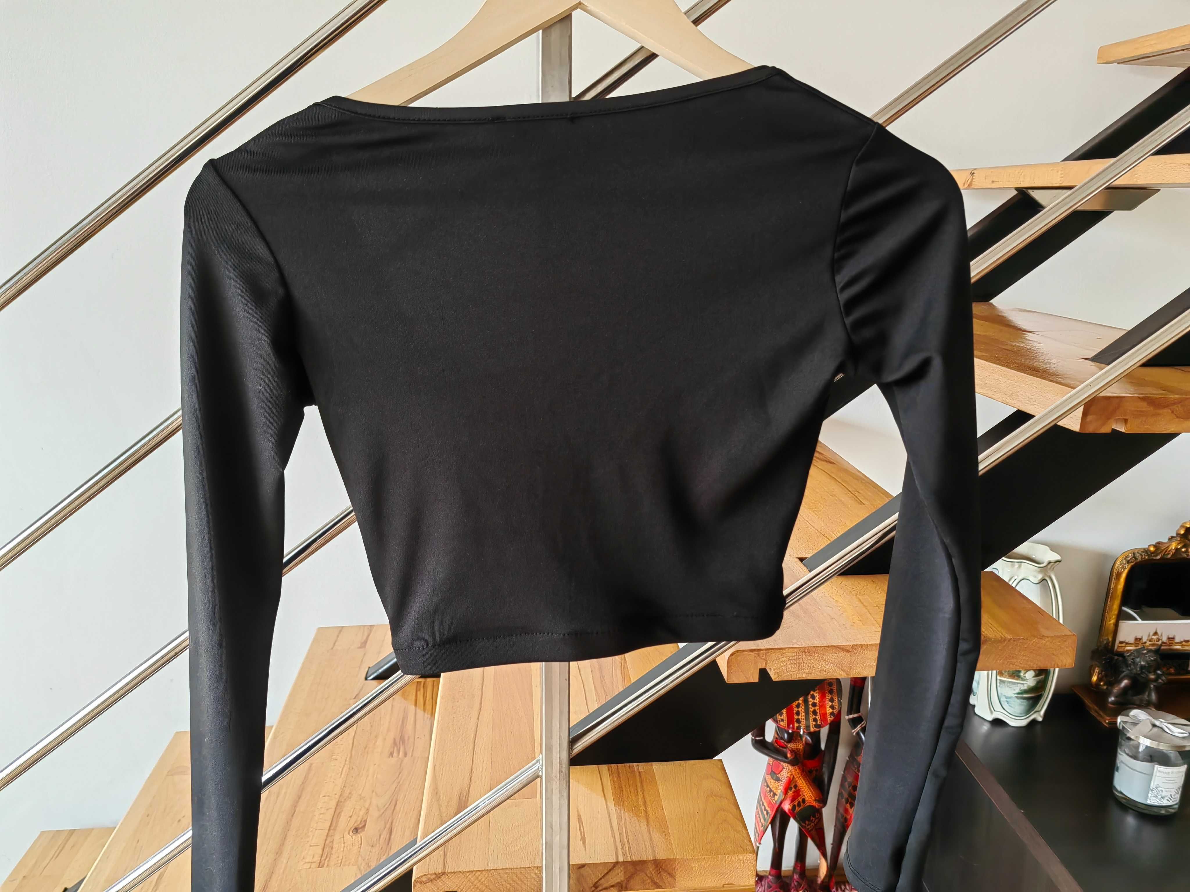 bluză scurtă neagră cu fermoar