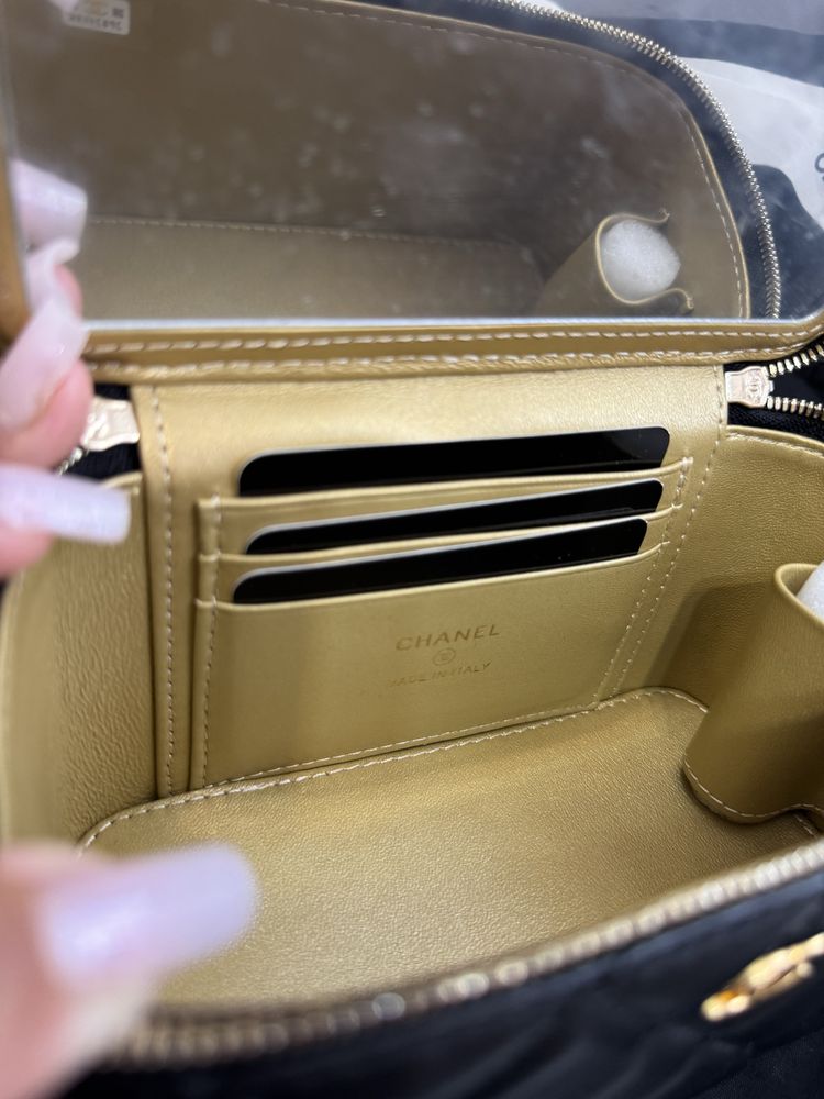 Poseta Chanel Vanity 17cm - full box/premium/alb/negru