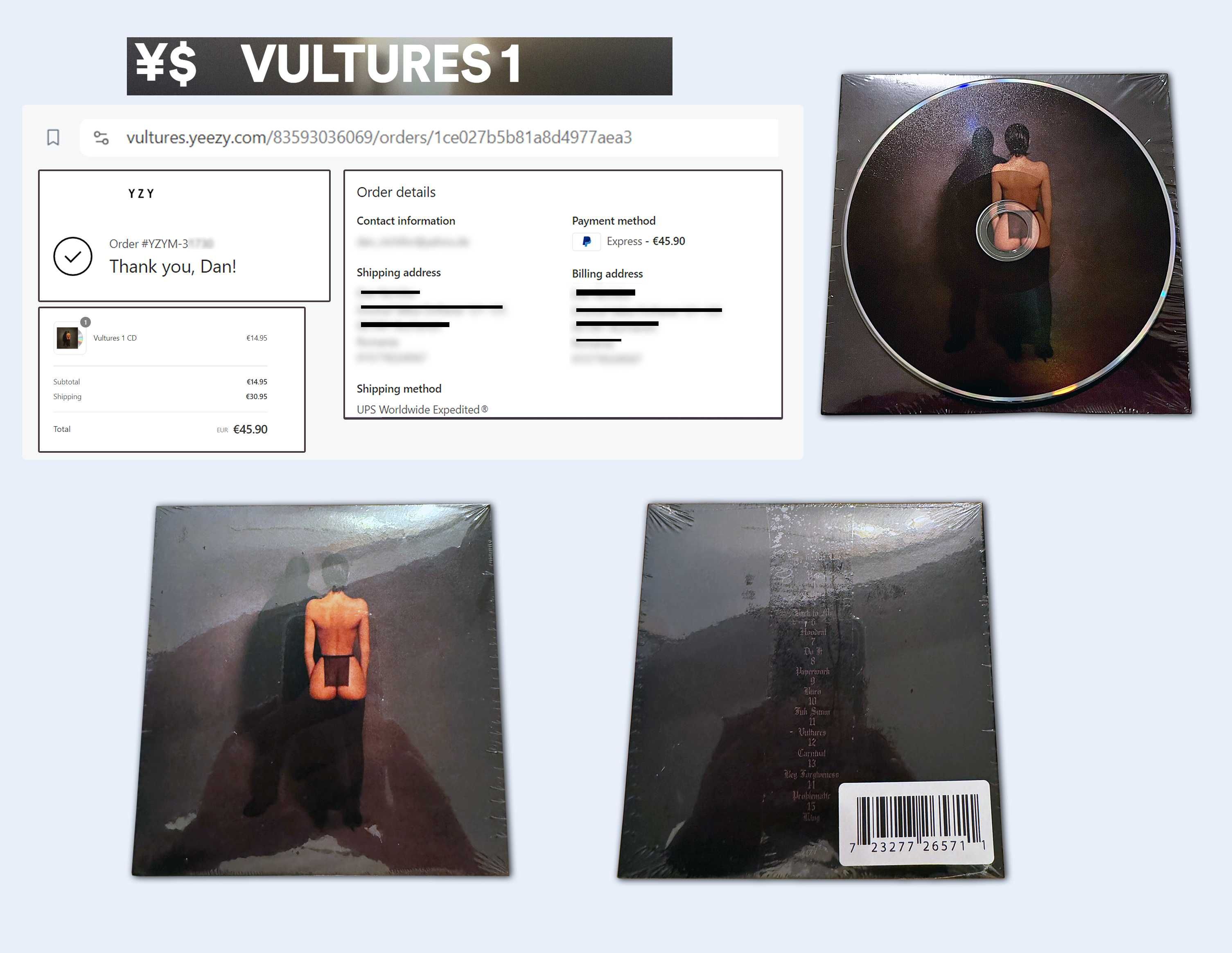 CD KAYE WEST Vultures 1 & The Life of Pablo "LOP"
