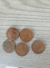 Vând 5 monede rare de 5 euro centi din 2002
