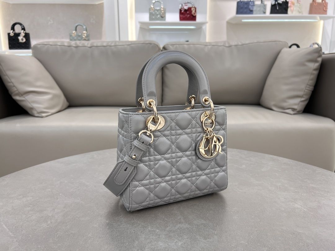 Geanta Dior Lady 20cm gri, tip Premium