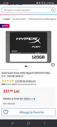 SSD Kingston Hyper Fury 120GB Metalic