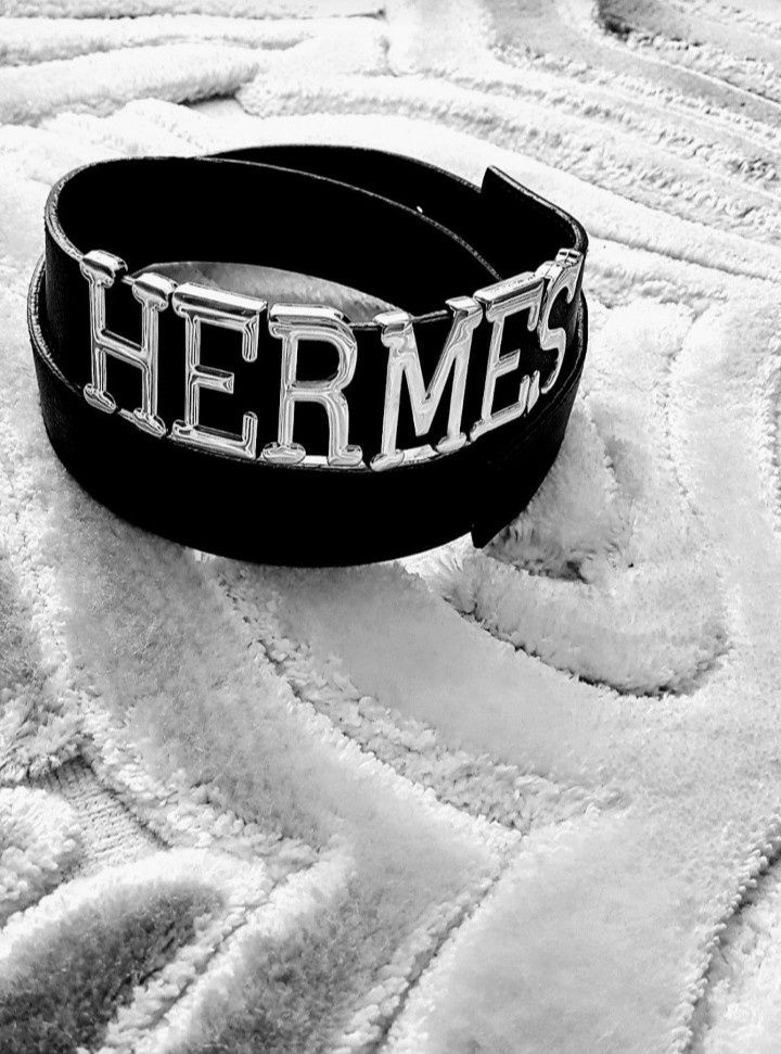 Curea Hermes new model, logo metalic argintiu