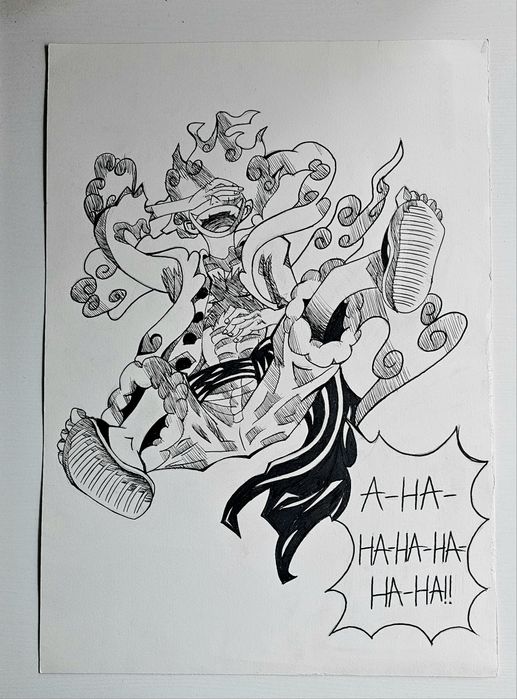 Аниме рисунка на Monkey D Luffy Gear 5 от One Piece