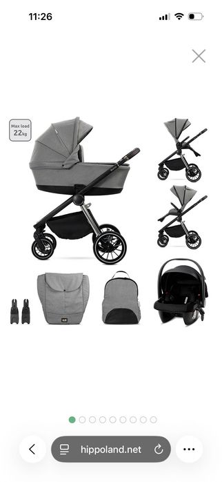 Бебешка количка 3в1 Lorelli Bianca, Grey