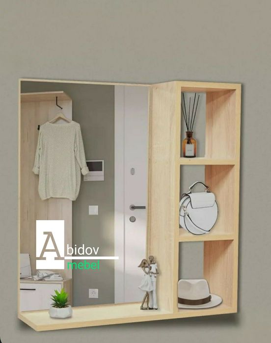 Универсальный навесной шкаф с зеркалом для  прихожей и ванной комнаты