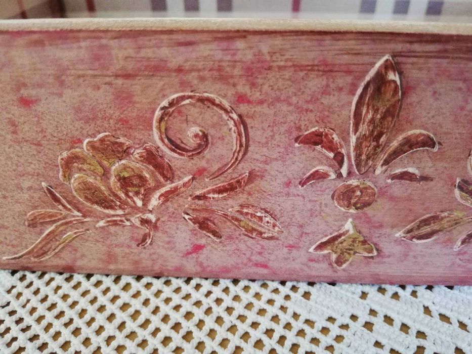 Дървен поднос, табла за сервиране, ръчна декорация релеф, декупаж
