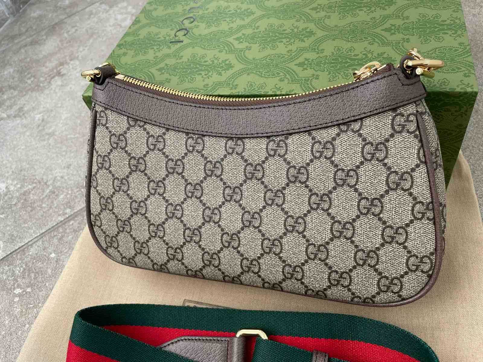 Gucci Малка Чанта Ophidia Гучи Кафяв Canvas Златно Лого Оригинална