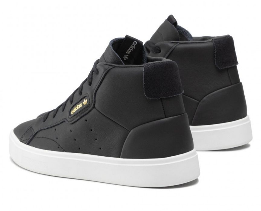 Adidas sleek mid negri piele naturală noi în cutie mar.40