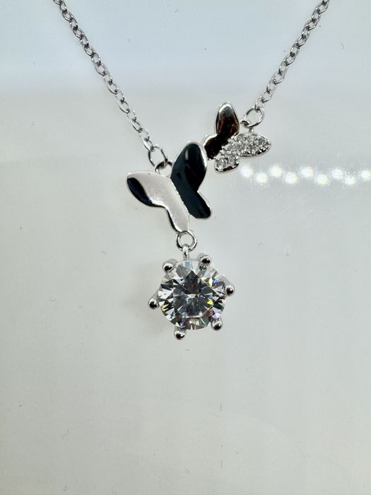 Сребърно колие с мойсанит (диамант) 1 карат
