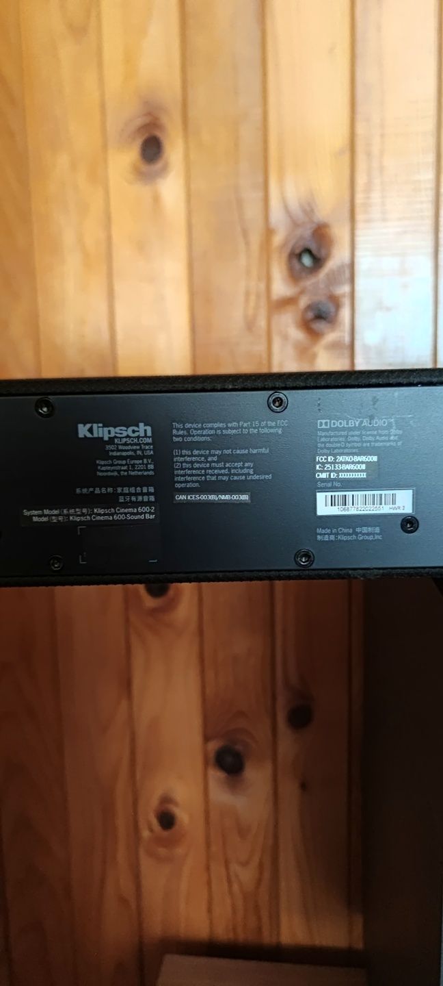 Саунбар Klipsch Cinema 600 wireless Sub 10" soundbar + дистанционно