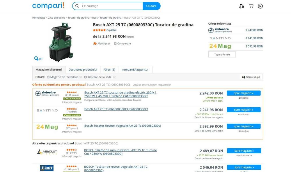 Bosch AXT 25 TC tocator de gradina electric 230 V