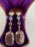 Cercei din aur, argint, topaz, citrin, rubin si safir