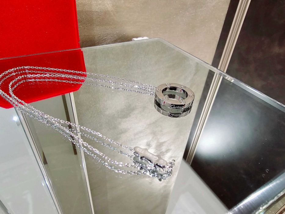 CARTIER Love White Gold Large Pendant Дамскo Колие