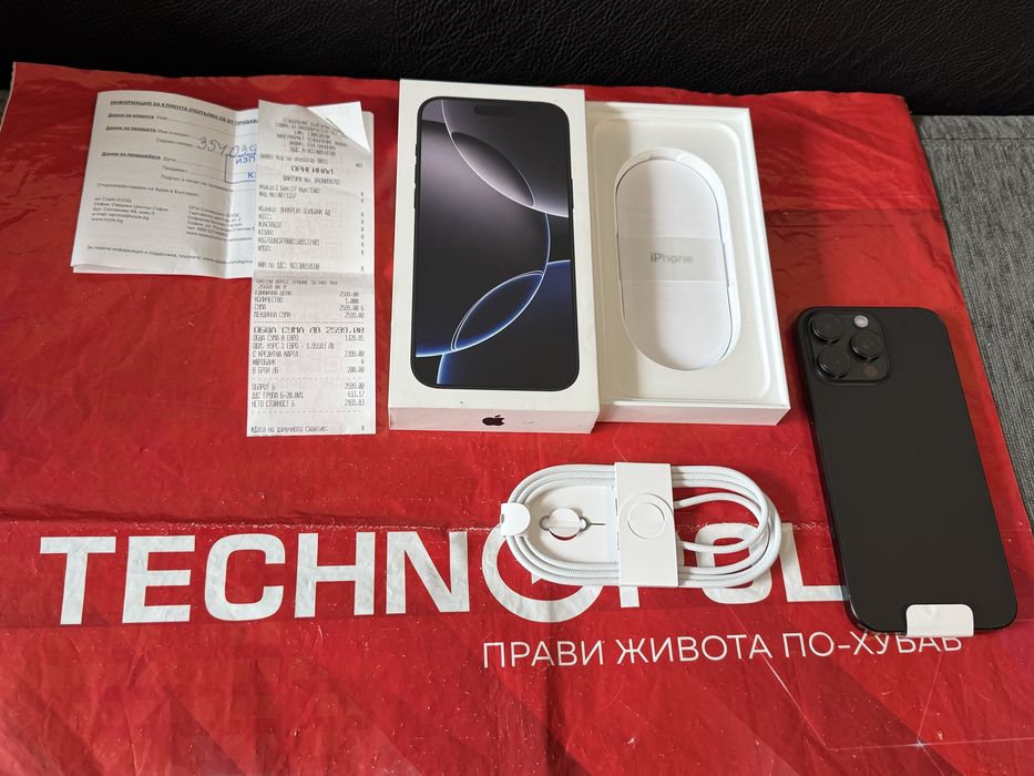 ЧИСТО НОВ 256GB iPhone 16 Pro Max Yettel Гаранция 2028г. Black