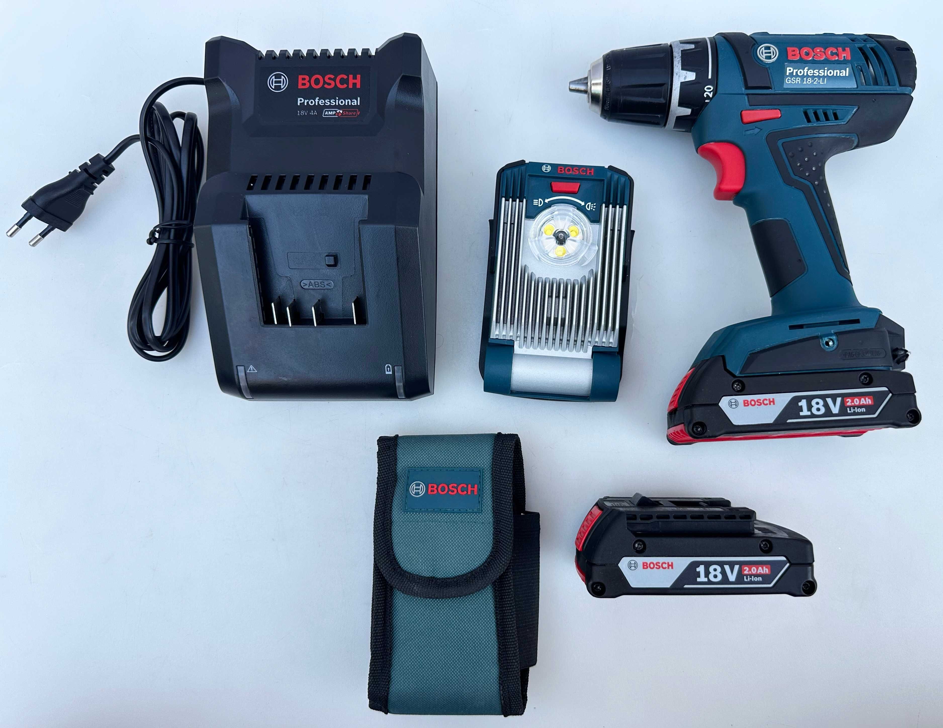 BOSCH GSR 18V-2-Li - Акумулаторен винтоверт с фенер неразличим от нов!