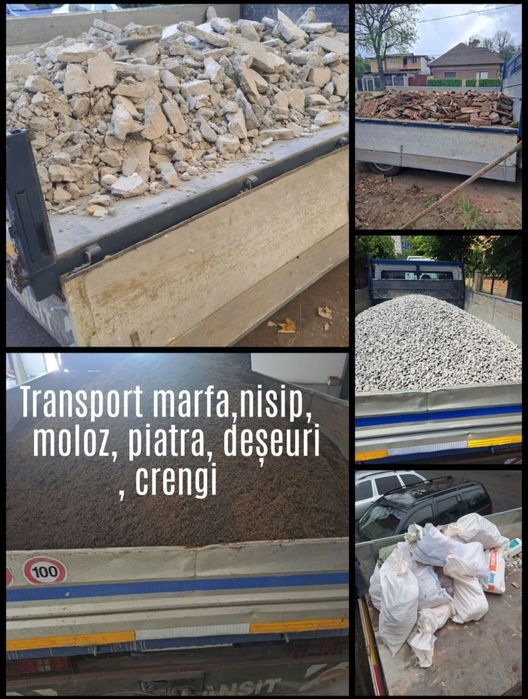 Transport marfa,moloz,piatra,nisip,sort, debarasari,mobila,deșeuri