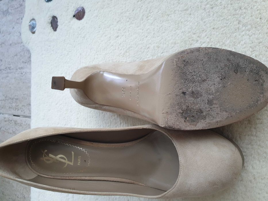 Pantofi YSL platformă ascunsă, bej, piele, întoarsă, stare foarte bună