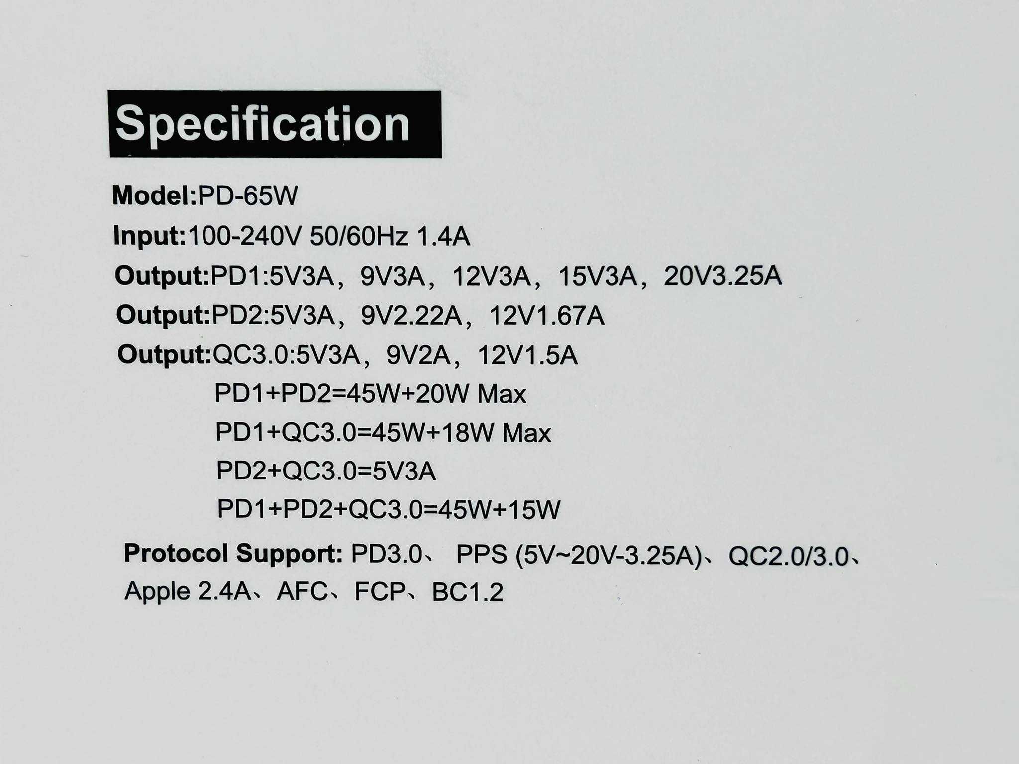 Оригинален стандартен адаптер Зарядно USB - C 3in1 65W/20W RoHS