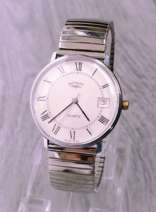 Ceas de damă Rotary cu quartz, din otel inoxidabil.