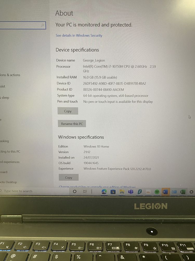 Laptop Gaming Lenovo Legion 5 15IMH6 / Intel Core i7-10750H