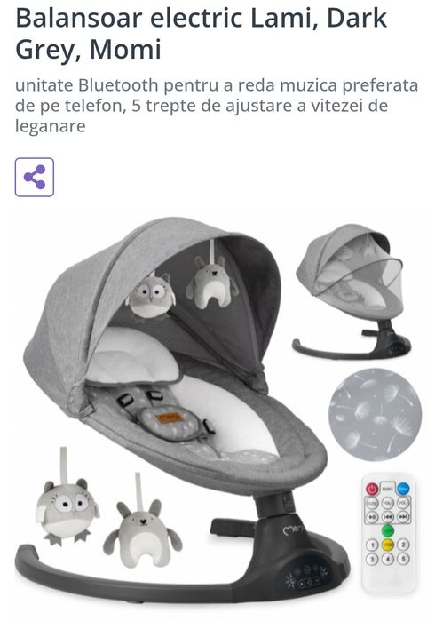 Balansoar electric Lami, Dark Grey, Momi