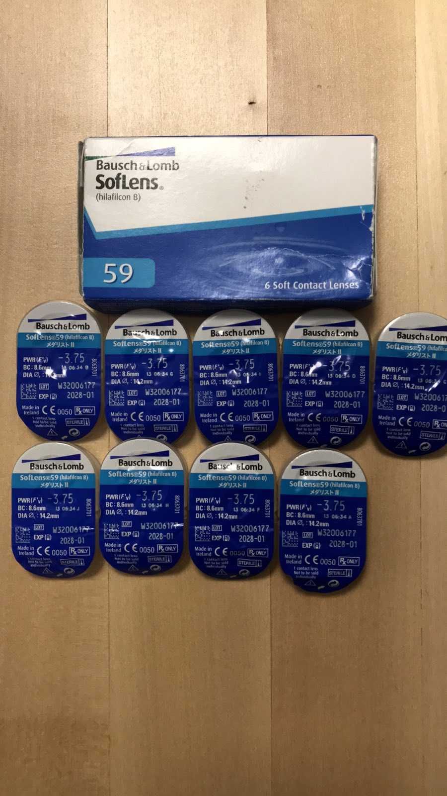 Едномесечни контактни лещи Bausch&Lomb сферични, -3,75 SofLens 59, 9бр