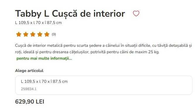 Cușcă de interior pentru caini de talie medie Tabby