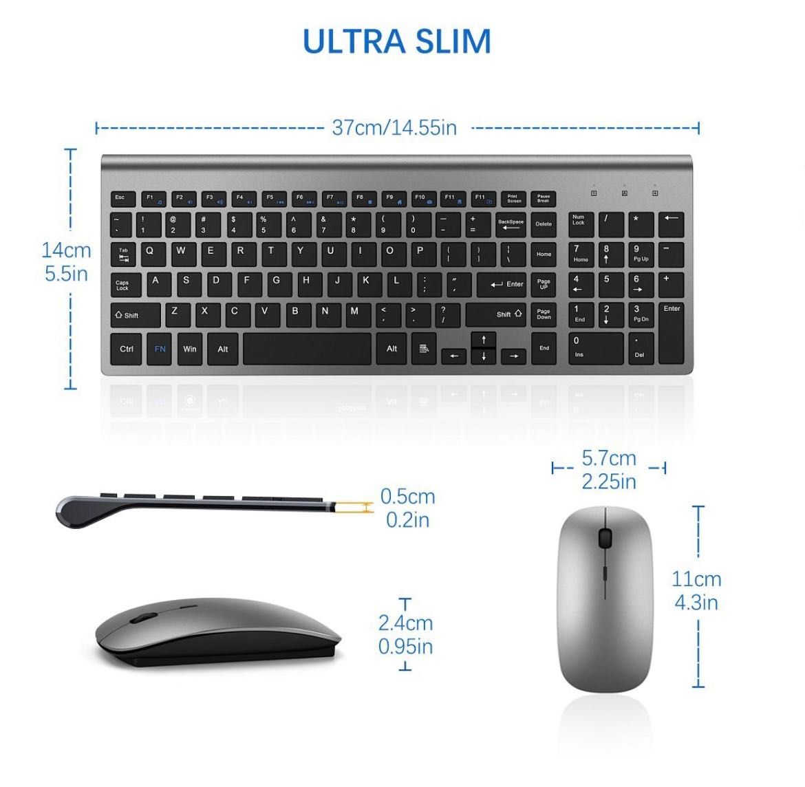 Безжична, безшумна клавиатура и мишка ULTRA SLIM COMBO, Черна/Бяла