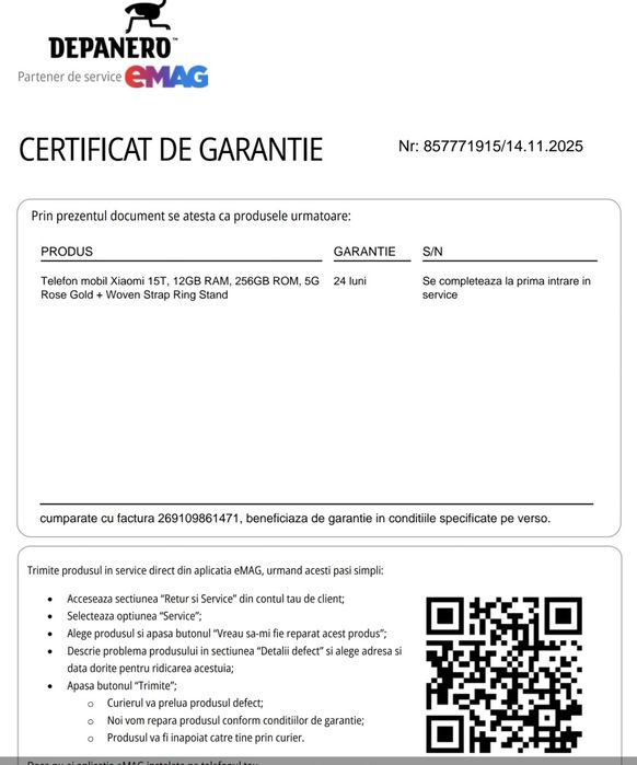 Telefon mobil Xiaomi 15T, 12GB RAM, 256GB ROM, 5G Rose Gold + Woven St